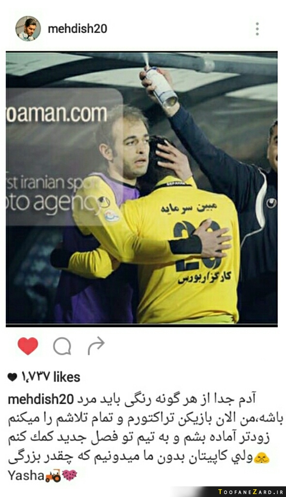 حمایت اینستاگرامی شریفی از نویدکیا